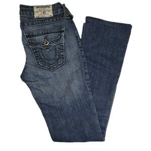 True Religion Voyager Jeans Straight Legs Pockets W/ Flap Crystal Button Size 27